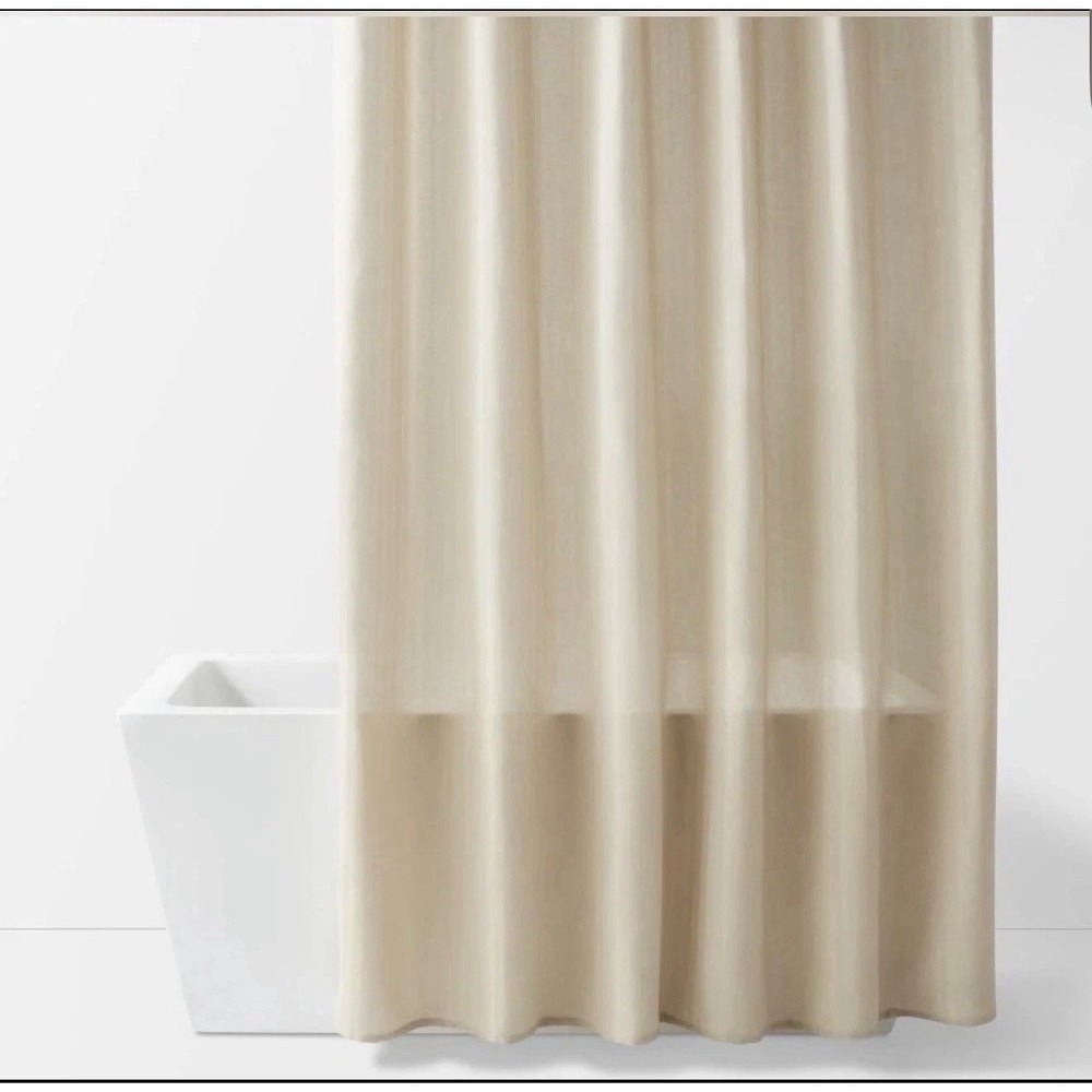 Room Essentials Extra Long Herringbone Shower Curtain Tan Beige 72x84 NWT